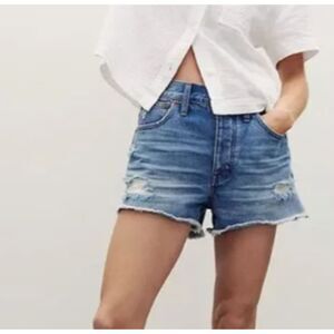 ~ Madewell 29 Relaxed Denim Shorts Boho Cut-off High Rise Festival Blue Med Wash